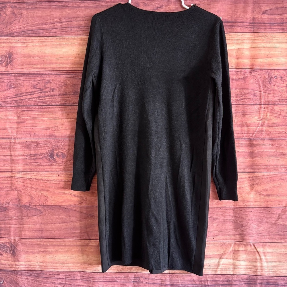 Sosia Italy Womens Black Faux Suede Studded Pearl Knit Long Sleeve Dress M18329 - Picture 6 of 8